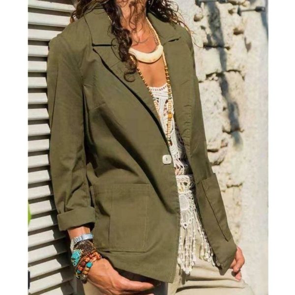 The Best Casual Blazer Women's One Button Slim Fit Casual Business Blazer Suit Ladies Work Formal Jacket Coat Outwear Tops Online - Hplify