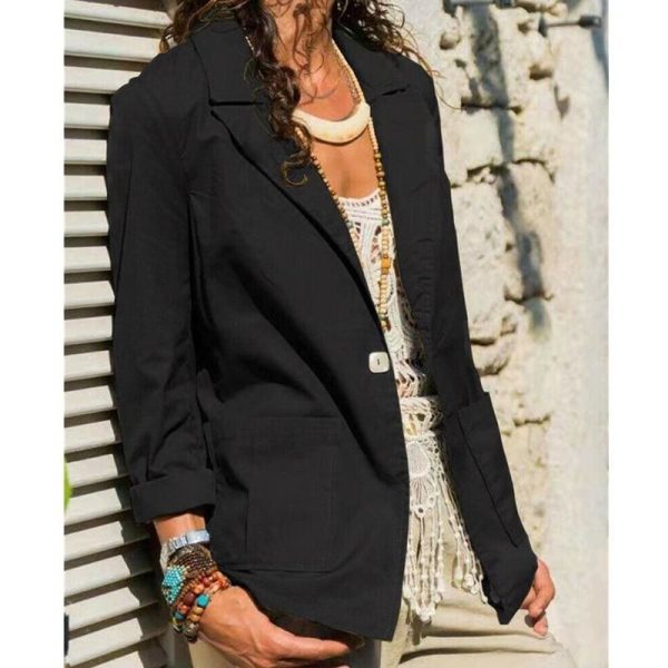 The Best Casual Blazer Women's One Button Slim Fit Casual Business Blazer Suit Ladies Work Formal Jacket Coat Outwear Tops Online - Hplify