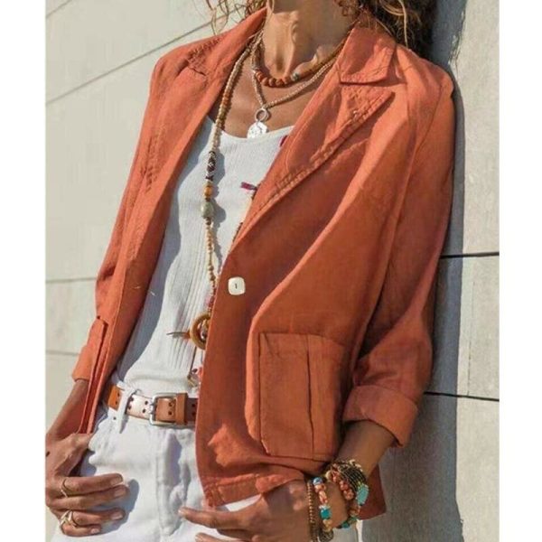 The Best Casual Blazer Women's One Button Slim Fit Casual Business Blazer Suit Ladies Work Formal Jacket Coat Outwear Tops Online - Hplify