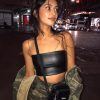 The Best Casual PU Leather Soild Camisole Femme Slash Neck Ladies Streetwear Crop Top Online - Hplify