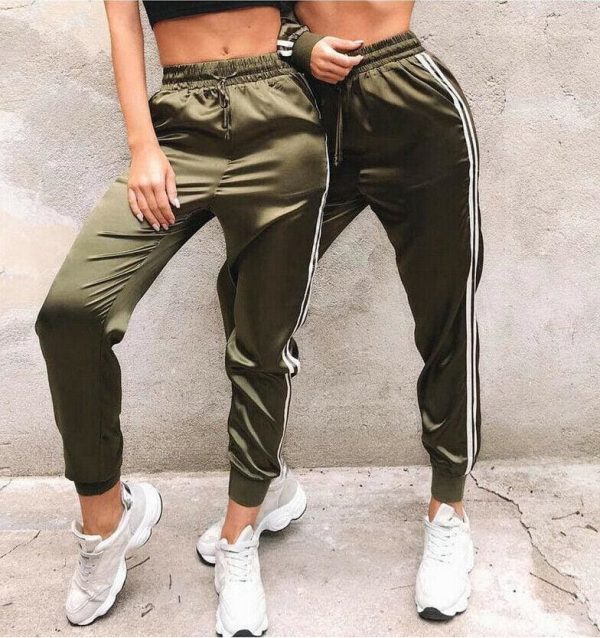 The Best Casual Sport Pants Women Fahion Comfy Fitness Pants Running Gym Sport High Waist Striped Track Jogging Pants Trousers Online - Hplify