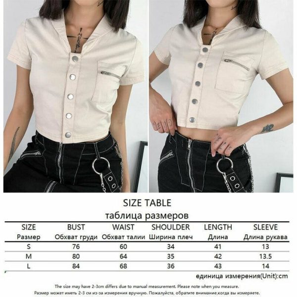 The Best Casual Tank Tops Vest Blouse Short Sleeve Solid Button Short Crop Shirt Online - Hplify
