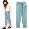 The Best Comfy Harem Pants Women Loose Casual Elastic High Waist Summer Beach Outdoor Drawstring Loose Baggy Trousers Plus Size Online - Hplify