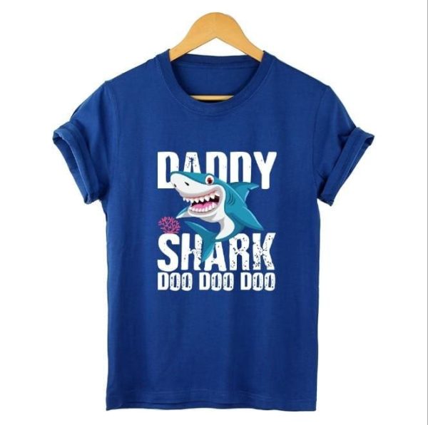 The Best DADDY&MAMA SHARK Women Men Cotton Short Sleeve Loose Top Summer Casual Crew Neck T-Shirt Tee Tops Online - Hplify