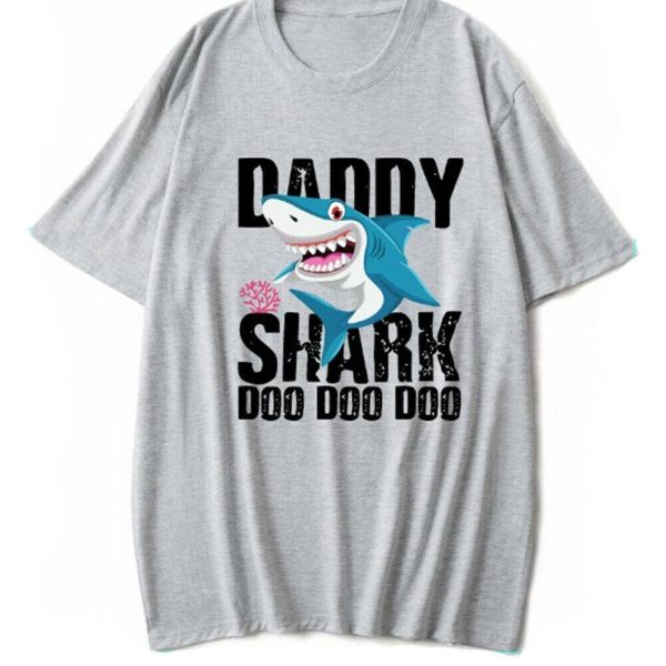 The Best DADDY&MAMA SHARK Women Men Cotton Short Sleeve Loose Top Summer Casual Crew Neck T-Shirt Tee Tops Online - Hplify