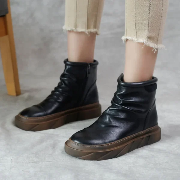 Alternative view of Women's Leather Martin Boots Cowhide Ankle Shoe Soft Leather Soft Sole