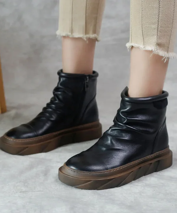 Alternative view of Women's Leather Martin Boots Cowhide Ankle Shoe Soft Leather Soft Sole