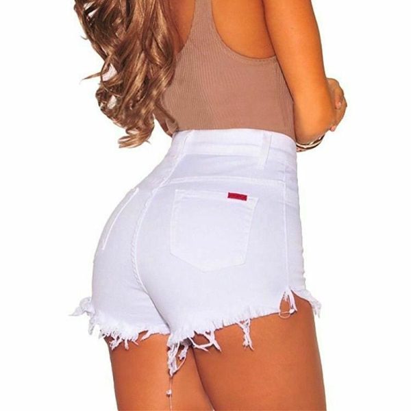 The Best Denim Shorts Women Summer Tassel High Waist Ladies Summer Sexy Bottoms Short Jeans Solid Casual Button Shorts Online - Hplify