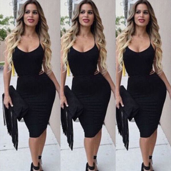 The Best Elegant Fashion Summer Women Sleeveless Bodycon Sexy Backless Solid Casual Party Slim Beach Pencil Dress Sundress Online - Hplify