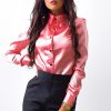 The Best Elegant Fashion Women Long Sleeve Button Down Shirt OL Work Ladies Satin Loose Lapel Blouse Casual Tee Tops Online - Hplify