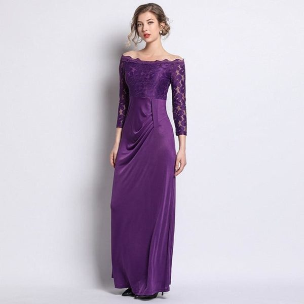 The Best Elegant Fashion Women Sexy Prom Ball Gown Off shoulder Glitter Dress Summer Ladies Solid High Waist Party Formal Dress Online - Hplify