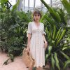 The Best Elegant High Waist Short Lace Up Bow Sleeve V Neck Vintage Dress Online - Hplify