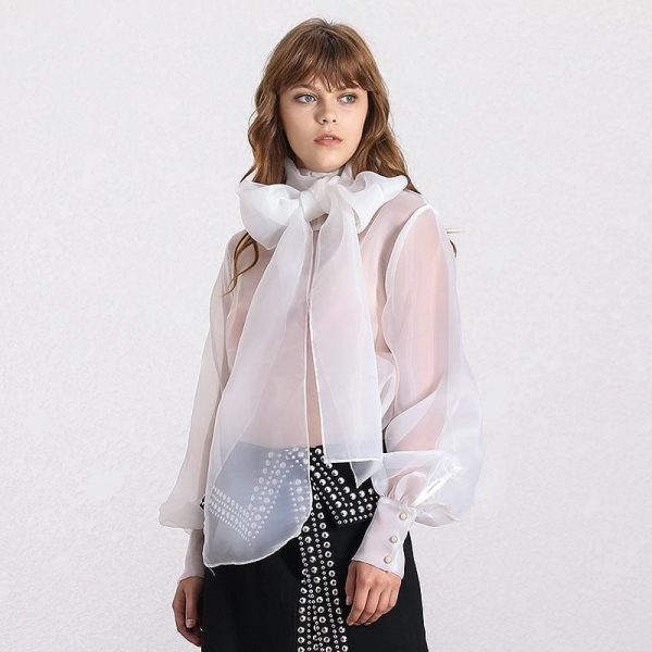 The Best Elegant Perspective Womens Tops Lantern Sleeve Lace Shirts Online - Hplify