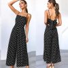 The Best Elegant Sexy Jumpsuits Women Sleeveless Polka Dots Loose Trousers Wide Leg Pants Rompers Online - Hplify