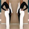 The Best Elegant Women Clubwear Sexy 2 Pcs Set Patchwork Playsuit Bodycon Party Jumpsuit Romper Online - Hplify