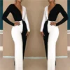 The Best Elegant Women Clubwear Sexy 2 Pcs Set Patchwork Playsuit Bodycon Party Jumpsuit Romper Online - Hplify