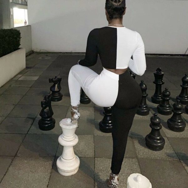 The Best Elegant Women Clubwear Sexy 2 Pcs Set Patchwork Playsuit Bodycon Party Jumpsuit Romper Online - Hplify