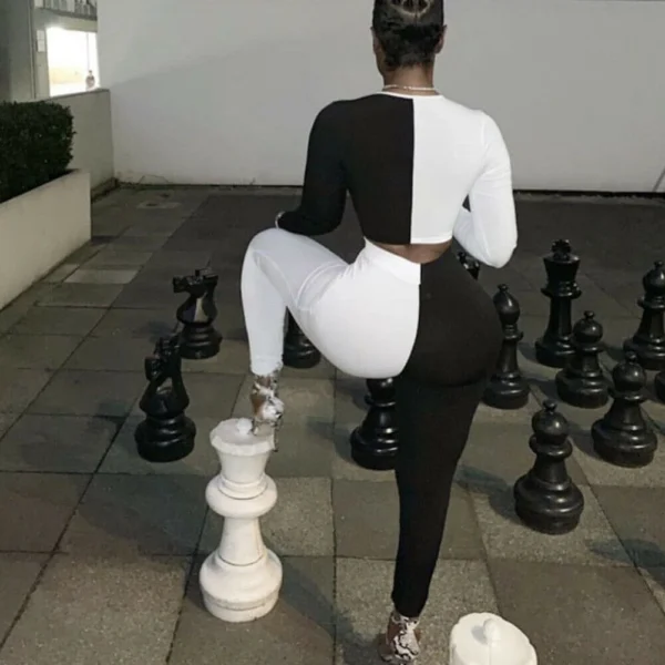 The Best Elegant Women Clubwear Sexy 2 Pcs Set Patchwork Playsuit Bodycon Party Jumpsuit Romper Online - Hplify