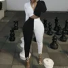 The Best Elegant Women Clubwear Sexy 2 Pcs Set Patchwork Playsuit Bodycon Party Jumpsuit Romper Online - Hplify