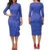 The Best Elegant Women Ladies Sexy Long Sleeve Polka Dots Ruffle Bodycon Slim O-Neck Casual Party Long Pencil Dress Online - Hplify