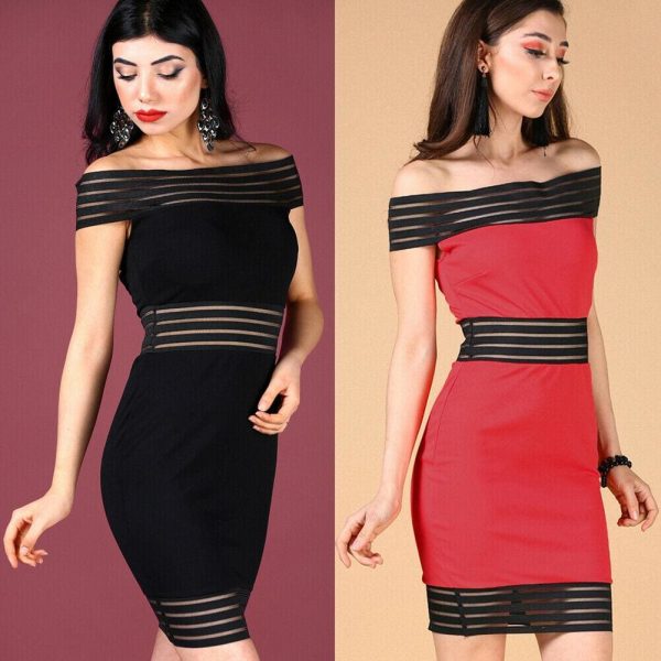 The Best Elegant Women Summer Off Shoulder Bandage Bodycon Party Short Dress Online - Hplify