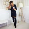 The Best Elegant Women's Office OL Dress Fashion Bodycon Long Sleeve Button Formal Dress Online - Hplify