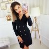 The Best Elegant Women's Office OL Dress Fashion Bodycon Long Sleeve Button Formal Dress Online - Hplify