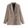 The Best Fashion Autumn Women Plaid Blazers Work Office Lady Blazer Coat Online - Hplify