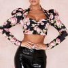 The Best Fashion Boho Floral Women Slim Fit Long Puff Sleeve Crop Tops Ladies Summer Casual Cami Vest Tank Top Blouse Tee Shirt Online - Hplify