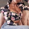 The Best Fashion Boho Floral Women Slim Fit Long Puff Sleeve Crop Tops Ladies Summer Casual Cami Vest Tank Top Blouse Tee Shirt Online - Hplify