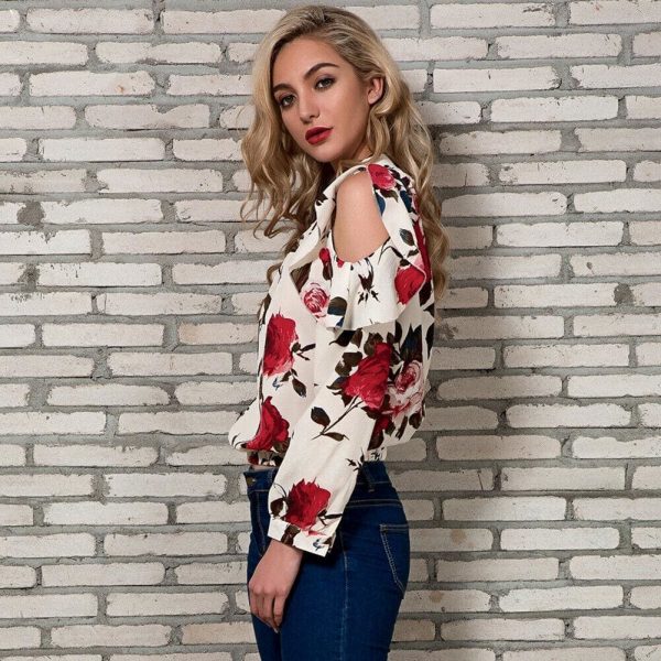 The Best Fashion Boho Women Summer Floral Chiffon Shirt Tops Elegant Ladies Casual Long Sleeve Crew Neck Loose Blouse Shirts Online - Hplify
