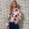 The Best Fashion Boho Women Summer Floral Chiffon Shirt Tops Elegant Ladies Casual Long Sleeve Crew Neck Loose Blouse Shirts Online - Hplify
