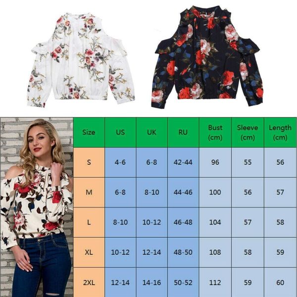 The Best Fashion Boho Women Summer Floral Chiffon Shirt Tops Elegant Ladies Casual Long Sleeve Crew Neck Loose Blouse Shirts Online - Hplify