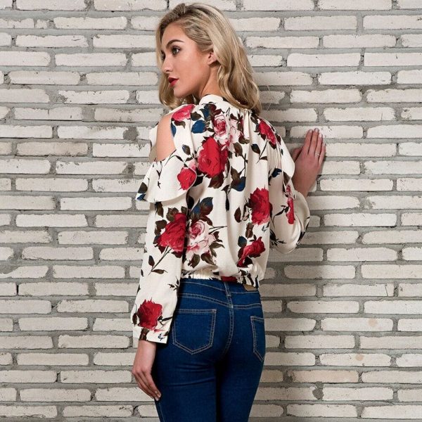 The Best Fashion Boho Women Summer Floral Chiffon Shirt Tops Elegant Ladies Casual Long Sleeve Crew Neck Loose Blouse Shirts Online - Hplify