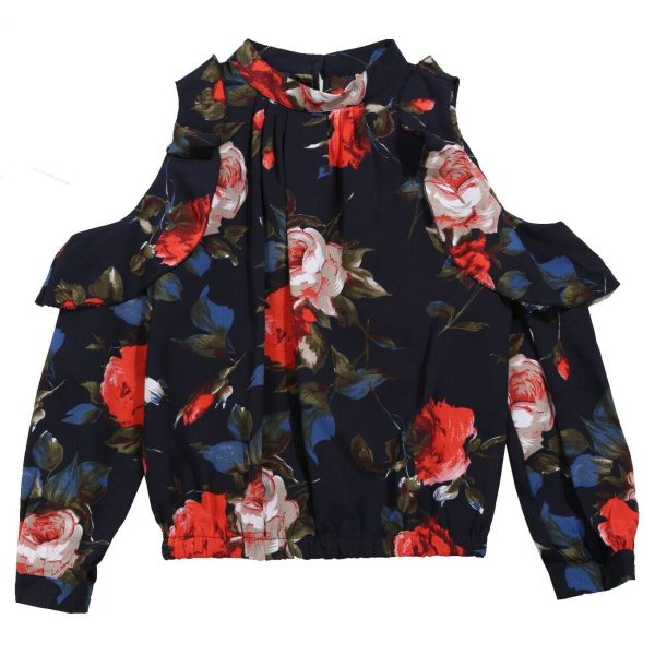 The Best Fashion Boho Women Summer Floral Chiffon Shirt Tops Elegant Ladies Casual Long Sleeve Crew Neck Loose Blouse Shirts Online - Hplify