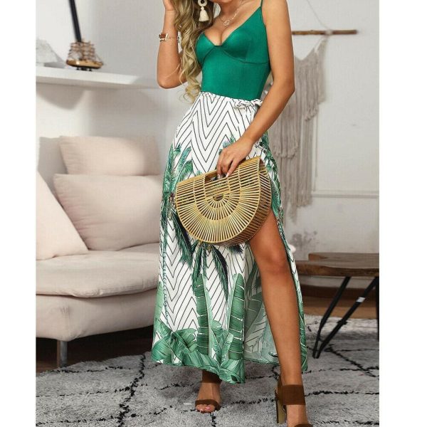 The Best Fashion Boho Women Summer Maxi Long Dress Ladies Floral Spaghetti Strap V-neck Beach Holiday Party Sundress Online - Hplify