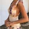 The Best Fashion Floral Dress Women Summer Sleeveless V-Neck Backless Vintage Long Boho Party Casual Loose Beach Sundress Online - Hplify