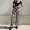 The Best Fashion Long Pants Women High Waist Flat Front Zebra Print Wide-Leg Pants Trouser Online - Hplify