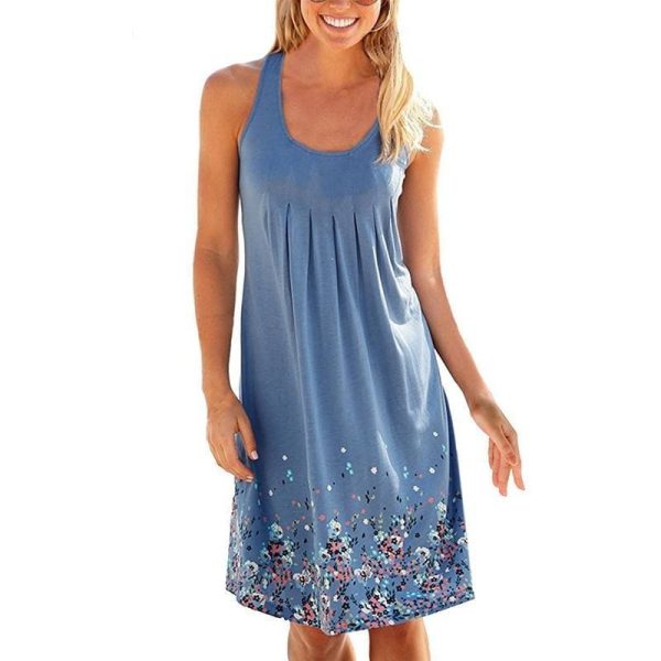 The Best Fashion O-Neck Sleeveless Tank Print Dress Online - Source Silk