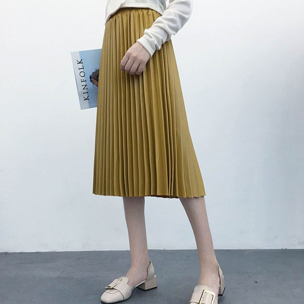 The Best Fashion Pleated Skirt Women's High Waist Plain Jersey Summer Bodycon PU Wet Tube Stretch Pencil Bodycon Midi Skirt Online - Hplify