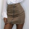 The Best Fashion Skirt Women Ladies High Waist Bodycon Pencil Skirt Casual Suede Leather Package Hip Mini Skirt Clubwear Online - Hplify