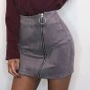 The Best Fashion Skirt Women Ladies High Waist Bodycon Pencil Skirt Casual Suede Leather Package Hip Mini Skirt Clubwear Online - Hplify