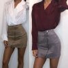 The Best Fashion Skirt Women Ladies High Waist Bodycon Pencil Skirt Casual Suede Leather Package Hip Mini Skirt Clubwear Online - Hplify