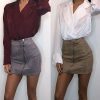 The Best Fashion Skirt Women Ladies High Waist Bodycon Pencil Skirt Casual Suede Leather Package Hip Mini Skirt Clubwear Online - Hplify