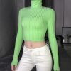 The Best Fashion Trend Women High Collar Crop Tops Ladies Slim Fit Long Sleeve Backless Stylish Autumn T-shirts Tees Online - Hplify