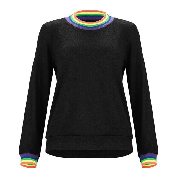 The Best Fashion Women Autumn Long Sleeve Tops Ladies Casual Rainbow Printed Crew Neck Blouse Baggy Tops Outwear Streetwear Online - Hplify