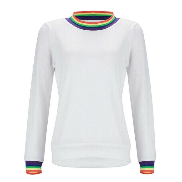 The Best Fashion Women Autumn Long Sleeve Tops Ladies Casual Rainbow Printed Crew Neck Blouse Baggy Tops Outwear Streetwear Online - Hplify