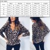 The Best Fashion Women Autumn V neck Tops Ladies Leopard Loose Tee Shirt Femme Long Sleeve Casual T-Shirt Streetwear Online - Hplify