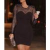 The Best Fashion Women Bodycon Mini Dress Elegant Mesh Sheer Long Sleeve Slim Stretch Ladies Dresses Online - Hplify