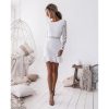 The Best Fashion Women Bodycon Women Sexy Long Sleeve Backless Lace Dress Cascading Contrast Ruffles Floral Mini Party Hollow out Dress Online - Hplify